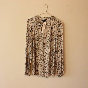 Long Sleeve Animal Patterned Tribal Blouse - NWT